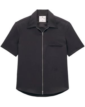 Courreges Logo-Appliqué Twill Shirt - Black