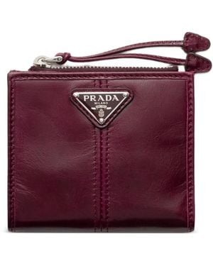 Prada Small Leather Wallet - Purple