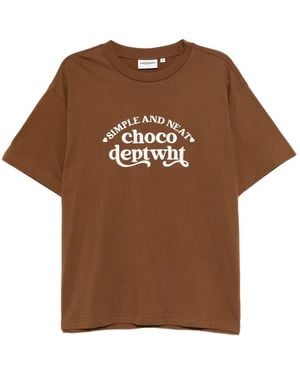 Chocoolate Logo-Embroidered T-Shirt - Brown