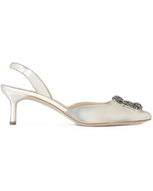 Manolo Blahnik Hangisli Buckle-Detail Sandals - White