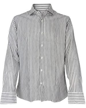 Caliban Vertical-Stripe Long-Sleeve Shirt - Grey