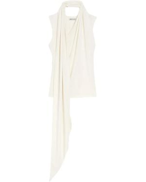 Ami Paris Pussy-Bow Sleeveless Top - White