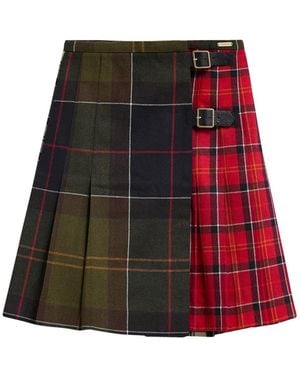 Barbour Gillian Tartan Pleated Mini Skirt - Red