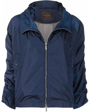 Moorer Drawstring-Cuff Cropped Jacket - Blue