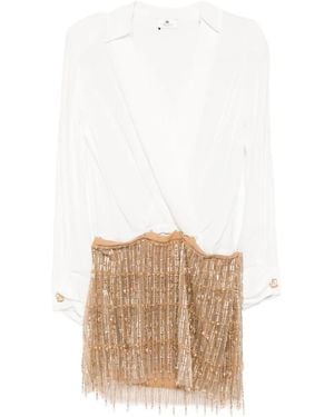 Elisabetta Franchi Mini-Jurk Met Pailletten - Naturel