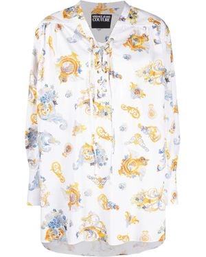 Versace Jeans Couture Barocco-Print Lace-Up Shirt - White