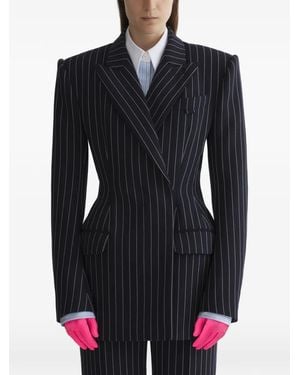 Mugler Pinstripe Hourglass Jacket - Blue