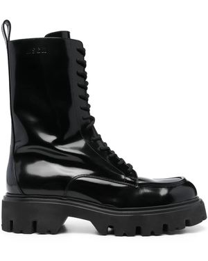 MSGM Lace-Up Ankle-High Boots - Black