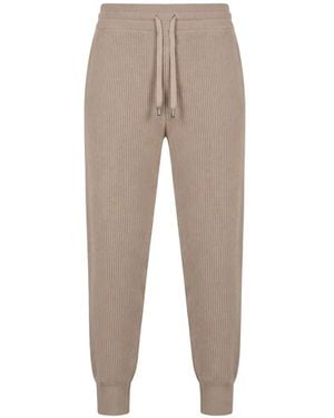 Moorer Ribbed-Knit Track Trousers - Natural