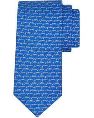 Ferragamo Cravate En Soie À Imprimé Graphique - Blue