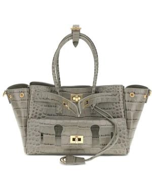 Balenciaga Bel Air クロコパターン ハンドバッグ ミニ - グレー