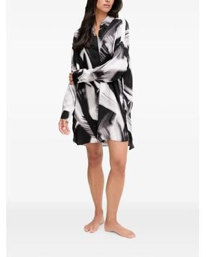 DKNY Buttoned Print Nightdress - Black