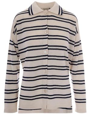 Max Mara Striped-Pattern Linen Cardigan - Grey