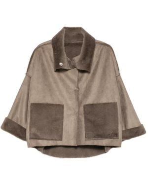 Collection Privée Mantel Mit Shearling-Besatz - Braun