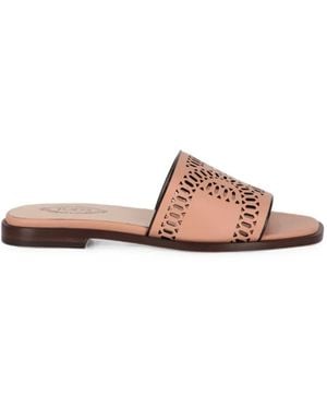Tod's Laser-Cut Slip-On Sandals - Pink