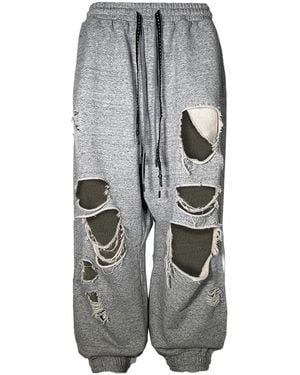 Mostly Heard Rarely Seen Distressed Track Pants - Gray