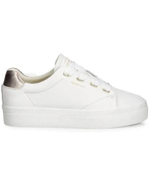 GANT Avona Logo-Print Lace-Up Sneakers - White