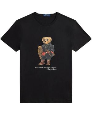 Polo Ralph Lauren Bear-Print Cotton T-Shirt - Black