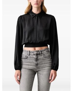Fracomina Cropped Long-Sleeve Shirt - Black