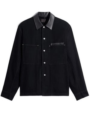 Lemaire Leather-Collar Shirt Jacket - Black