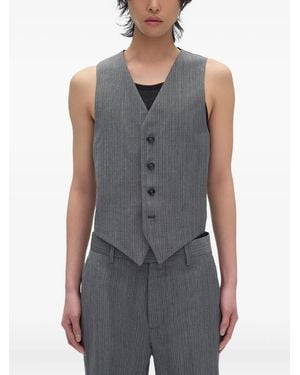 Ann Demeulemeester Weste mit Nadelstreifen - Grau