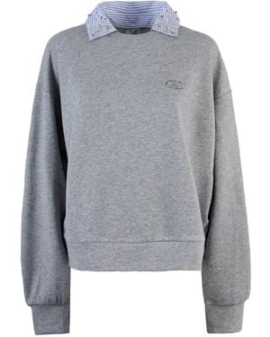 Liu Jo Embellished-Collar Sweatshirt - Grey