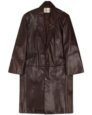 Entire studios Single-Breasted Leather Coat - Brown