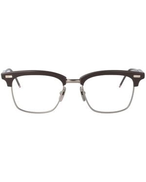 Thom Browne Titanium Rectangle Glasses - Brown