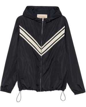 Valentino Garavani Chevron-Detail Hooded Jacket - Black