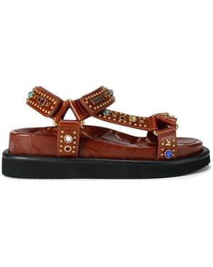 Kurt Geiger Orson Studded Crystal Sandals - Brown