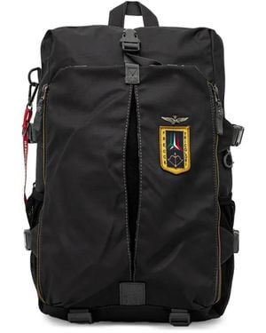 Aeronautica Militare Logo-Patch Buckle-Fastening Backpack - Black