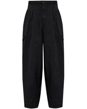 Yohji Yamamoto Cotton Wide-Leg Trousers - Black