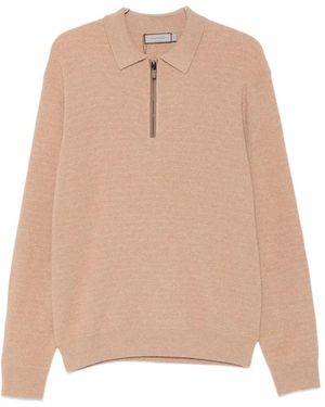 Canali Pullover Mit Kurzem Reißverschluss - Natur