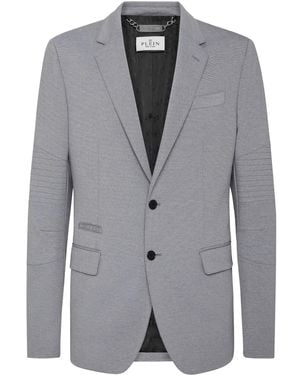 Philipp Plein Logo-Patch Jersey Blazer - Grey