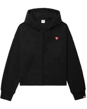 A Bathing Ape Heart-Appliqué Hoodie - Black