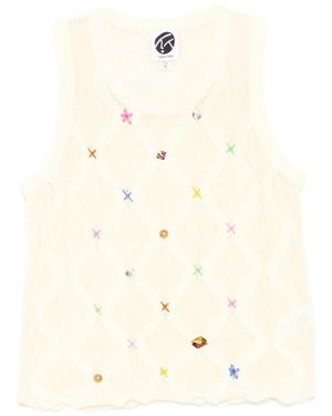 YANYAN KNITS Lattice Tank Top - White