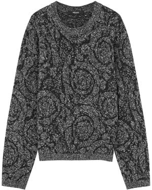 Versace Barocco Pullover Mit Zopfmuster - Grau