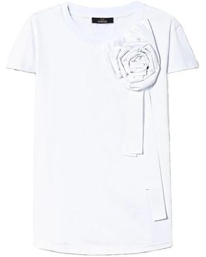 Twinset Camiseta con aplique de rosa - Blanco