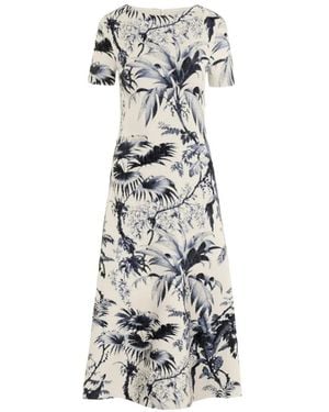 Oscar de la Renta Chiné Palm Leaves Knit Dress - White