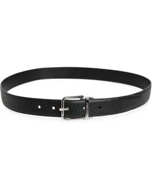 Dolce & Gabbana Textured-Leather Buckle Belt - White
