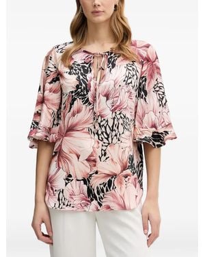 Joseph Ribkoff Floral Ruffled Blouse - Pink