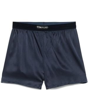Tom Ford Pantalones Cortos De Satén Estilo Pijama - Azul