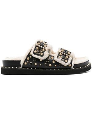 Ash Utah Leather Sandals - Black