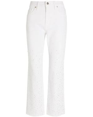 GOOD AMERICAN Good Icon Pearl-Embellished Jeans - White