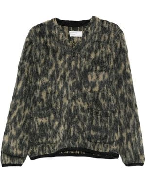 Universal Works Animal-Print Cardigan - Green