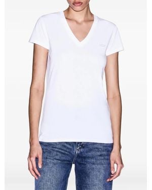 ARMANI EXCHANGE Logo-Patch V-Neck T-Shirt - White
