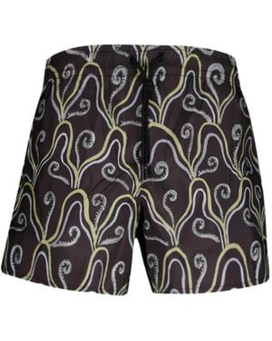 Commas Short De Bain À Imprimé Abstrait - Gris