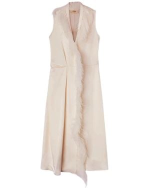 RETORI Robe Mi-Longue À Détail De Plumes Coupe Portefeuille - White