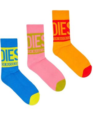 DIESEL Logo-Detail Ribbed-Cuff Cotton Socks (Pack Of Three) - White