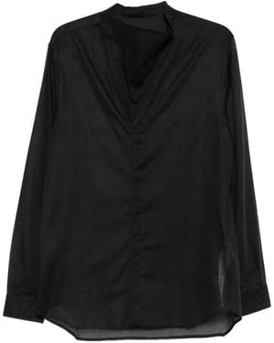 Rick Owens Island Sheer-Panel Shirt - Black